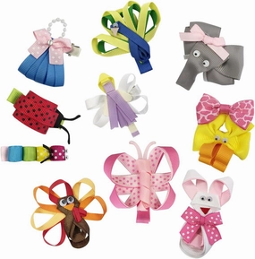 Bowbear Girls 10-Piece Ribbon Sculpture Hair Clips O/S Multicolor