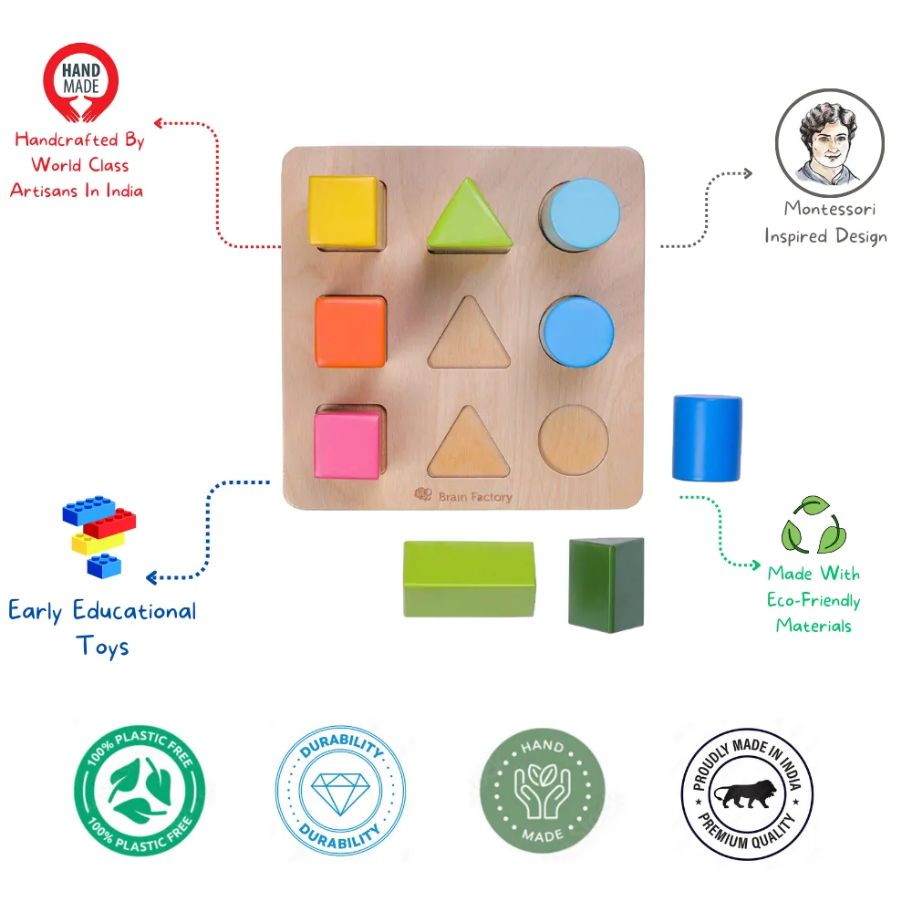 Brain Factory Wooden Shape Sorter for Kids 18 Months and Up