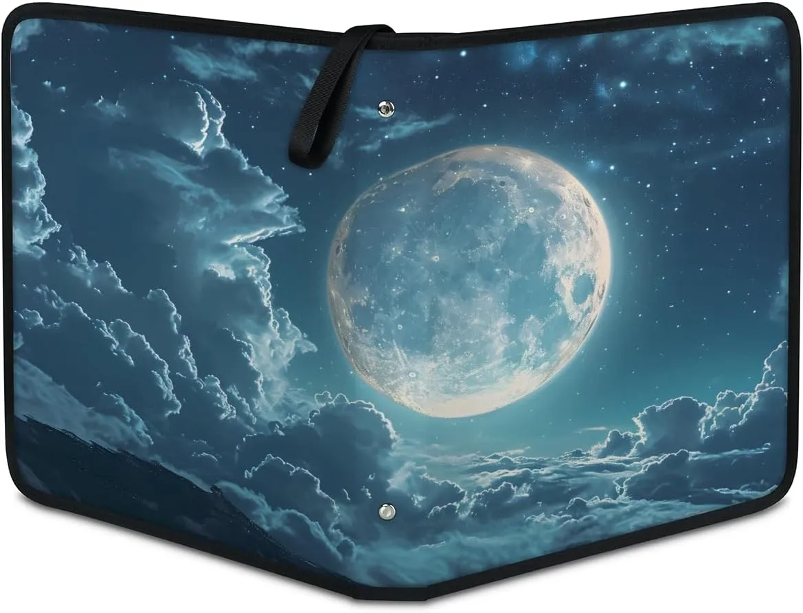 Bright Moon 3 Ring Trading Zipper Binder Strap, Trading Card Binder 4 Pocket, 400 Pockets Card Holder with 50 Removable Sleeves for Game Cards