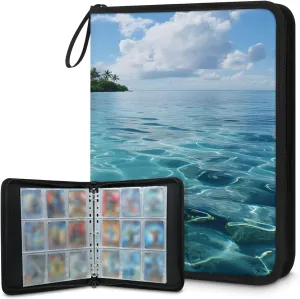 Bright Water 3 Ring Trading Zipper Binder Strap, Trading Card Binder 4 Pocket, 400 Pockets Card Holder with 50 Removable Sleeves for Game Cards