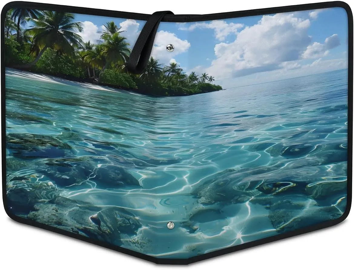 Bright Water 3 Ring Trading Zipper Binder Strap, Trading Card Binder 4 Pocket, 400 Pockets Card Holder with 50 Removable Sleeves for Game Cards
