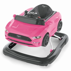 Bright Starts Ford Mustang 4-in-1 Pink Baby Activity Center & Push Walker with Removable Interactive Steering Wheel -Toy, 6 Months and up