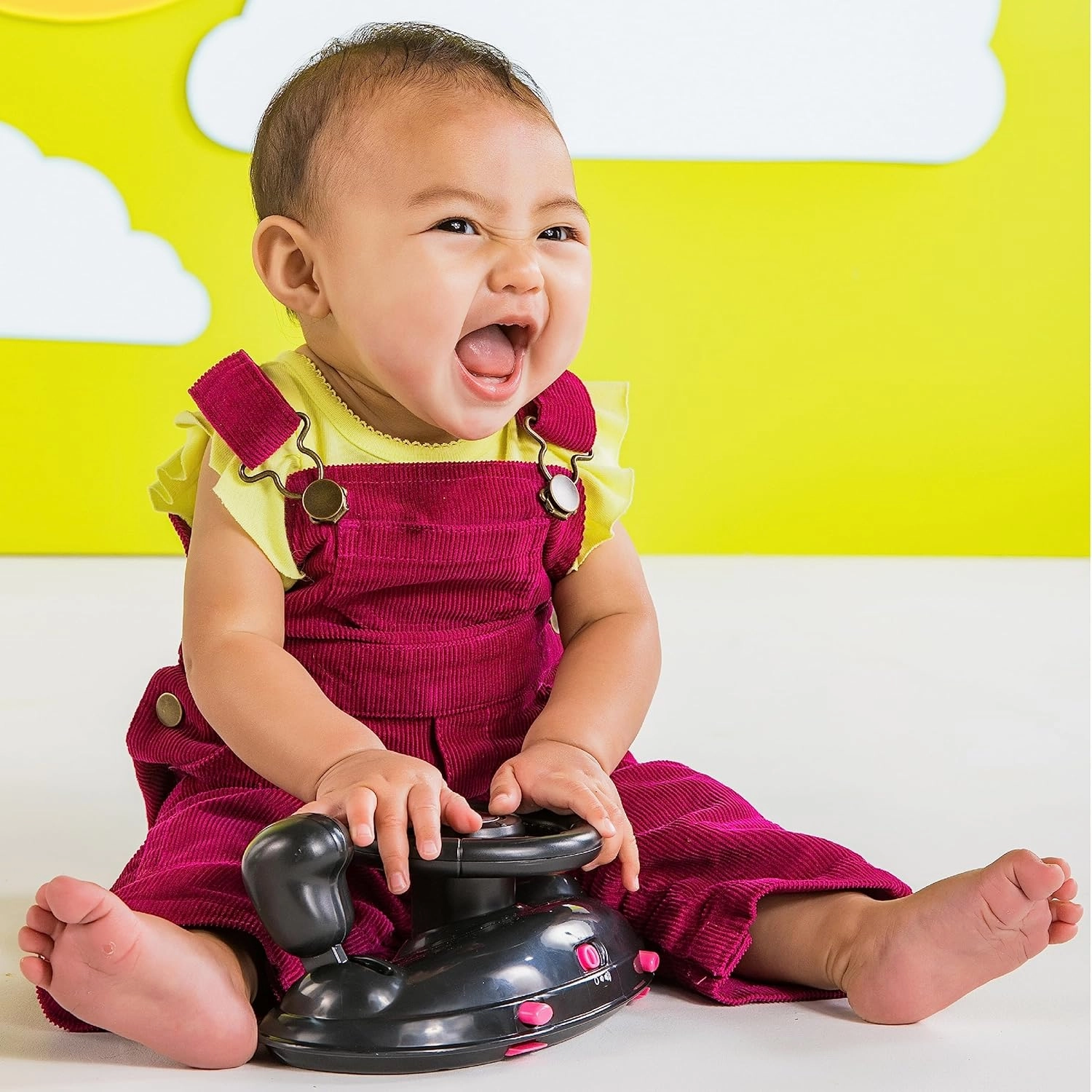 Bright Starts Ford Mustang 4-in-1 Pink Baby Activity Center & Push Walker with Removable Interactive Steering Wheel -Toy, 6 Months and up