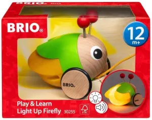 BRIO Infant Toddler 30255 - Pull Along Light Up Firefly - Wood Pull Along Toy with Light Up Function for for Kids Ages 1 and Up, Black