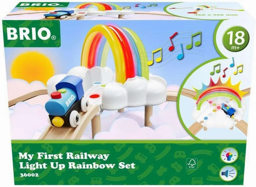 Brio My First Railway Light Up Rainbow Set - Interactive Learning Toy | FSC-Certified Materials | Child-Friendly Design | Safety Tested | Age-Appropriate Play