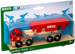 BRIO World 33657 - Lumber Truck | 6-Piece Wooden Toy Train Set | Ideal for Kids Ages 3 and Up | Made with Sustainable Wood | Magnetic Crane Compatible