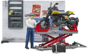 Bruder 62102 bworld Set - Motorcycle Service w Scrambler Ducati Full Throttle