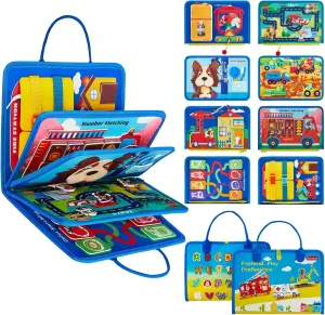 Busy Board Montessori Toys for 3 4 Year Old, Educational Activity Sensory Preschool Learning Toys for Toddlers, Travel Toys for Airplane Car,Pretend Play Toys for Boys Girls Birthday Gifts