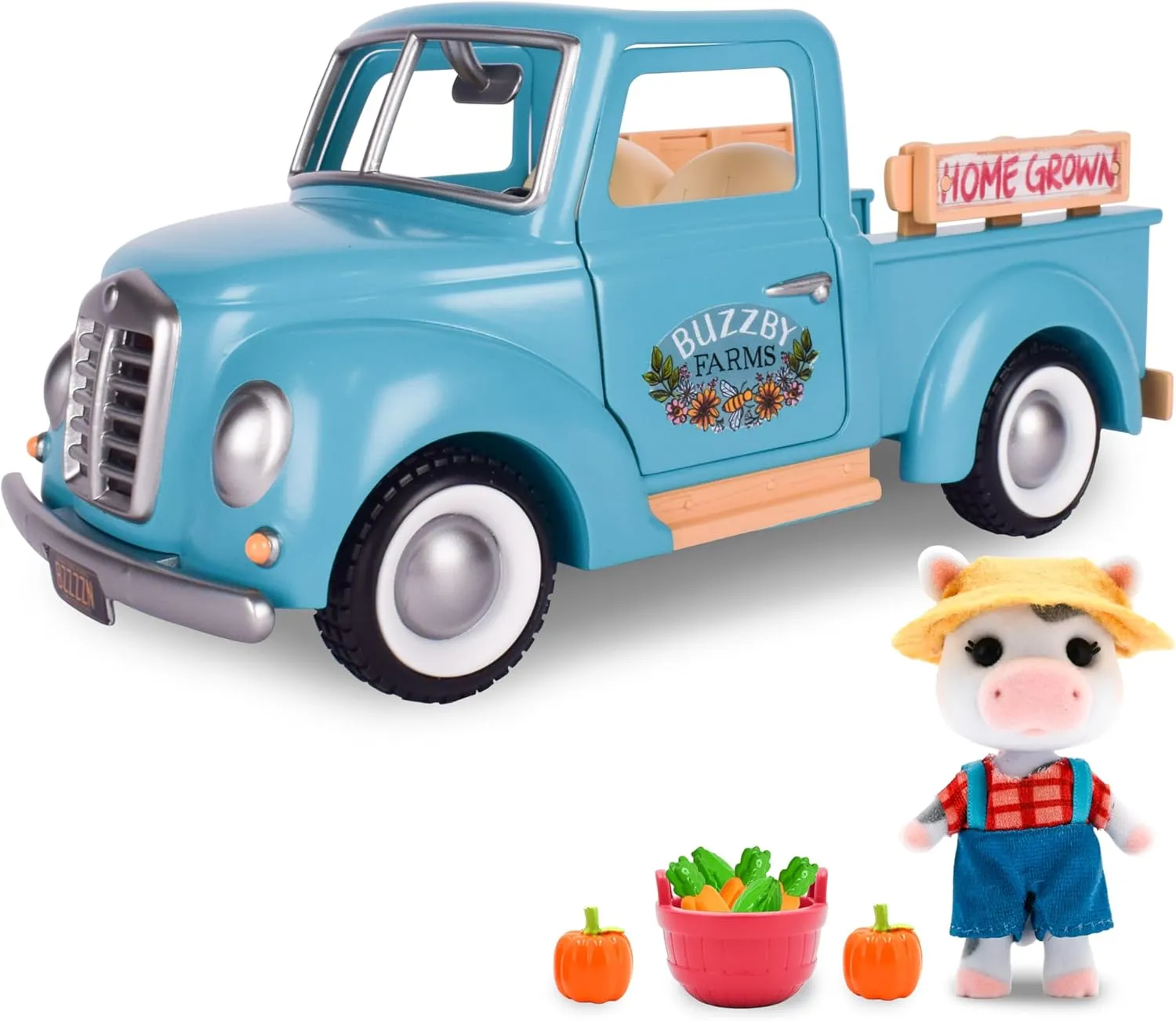 Buzzby Farm Truck Vehicle with Miniature Doll Figure, 10 Pieces, Ages 3 