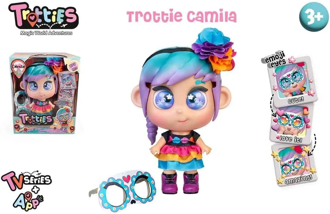Camila, Mexico Doll from The Series of Drawings, with Traditional Country Costume, Catrina mask and Flowers in The Hair, Boys and Girls from 3 Years, Famous (TFT18000)