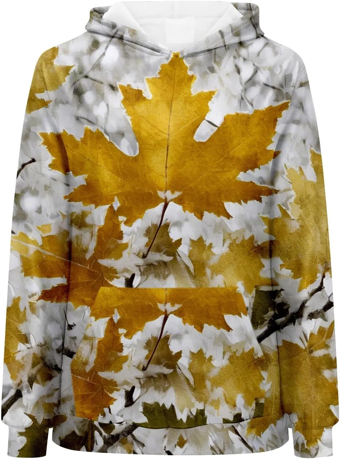 Camo Hoodie Womens Fall Fashion 2024 Trendy Camo Sweatsuits Oversized Long Sleeve Maple Leaf Print Fle