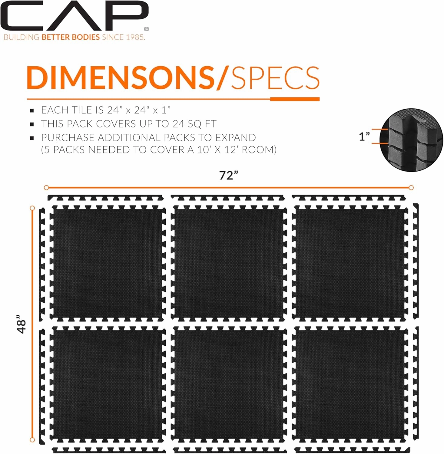 CAP Barbell 1-Inch Interlocking Exercise Puzzle Mats | Multiple options