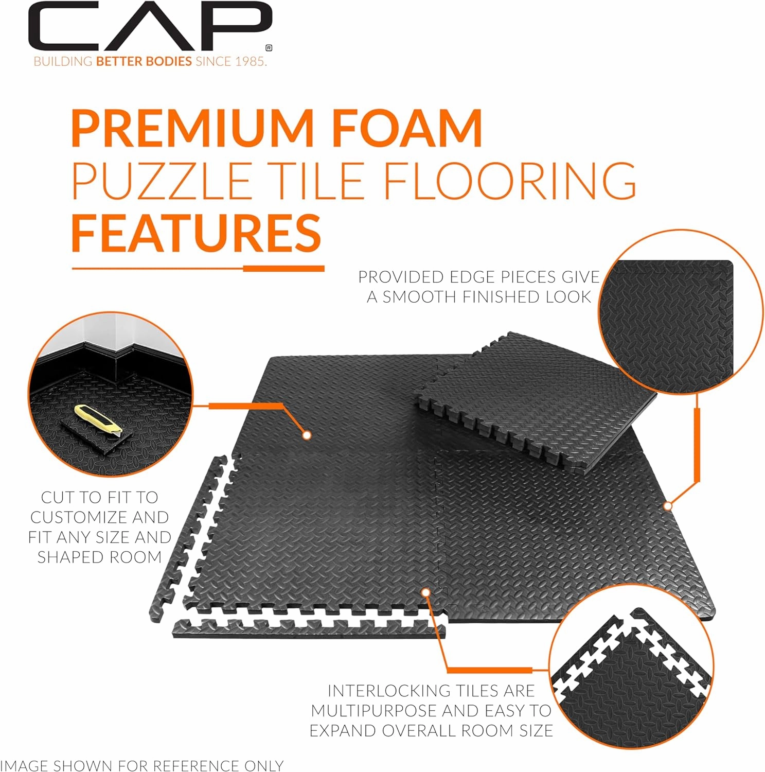 CAP Barbell Exercise Puzzle Mats Packs Tiles 24"x24" x 1/2" | Multiple Options