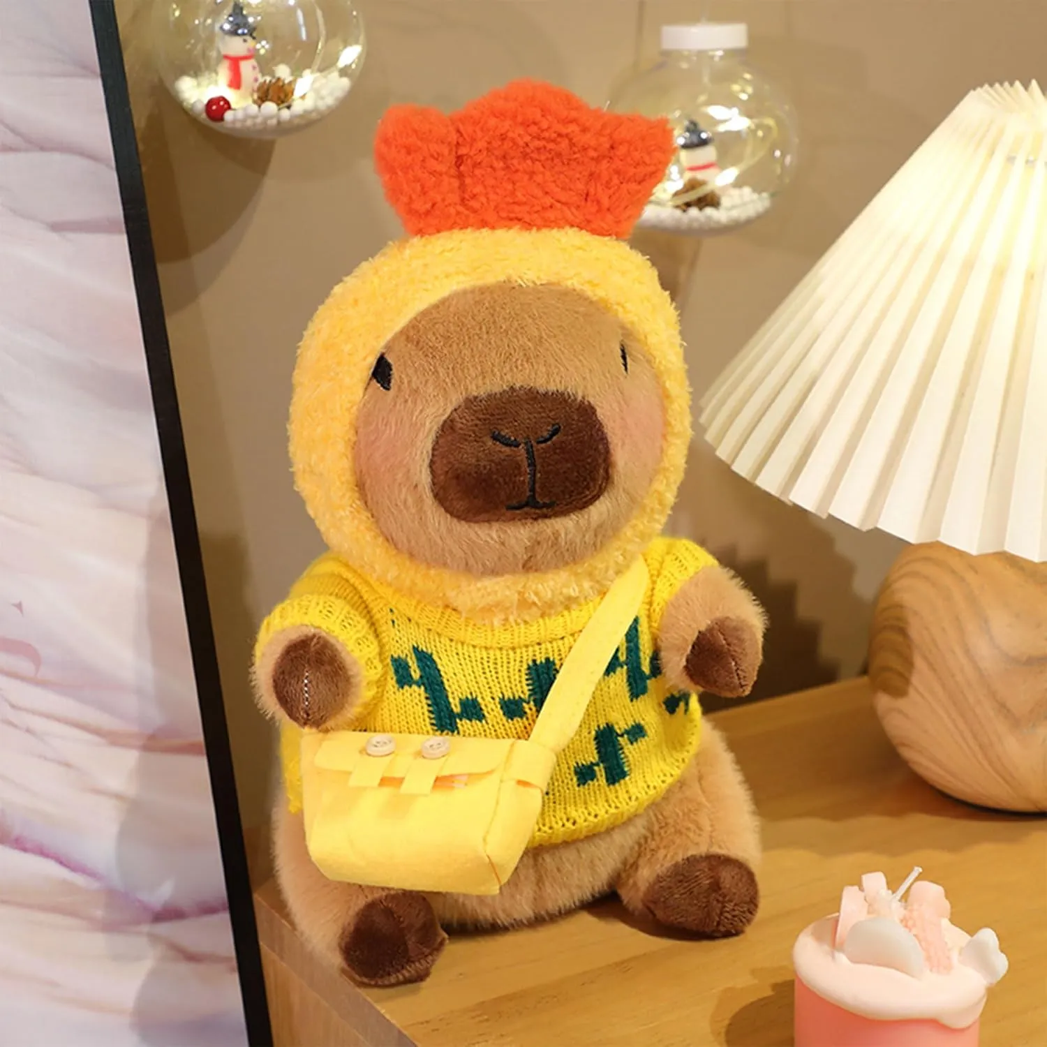 Capybara Plush with 9 pcs Clothes & Accessories, 10.2 in Cute Capybara Stuffed Animal Plush Toys, Dress Up Cute Plushies for Girls/Boys (Brown)