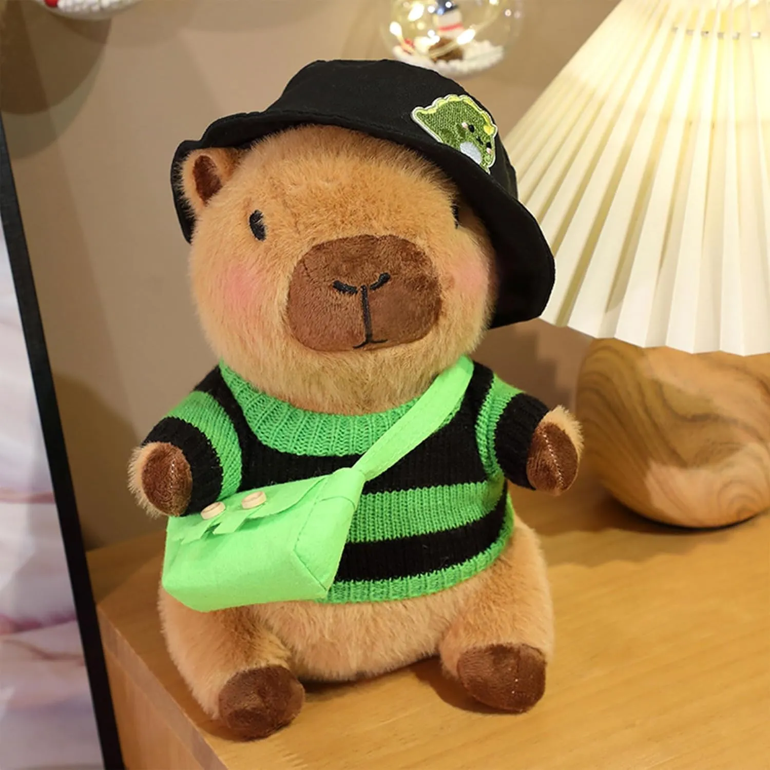 Capybara Plush with 9 pcs Clothes & Accessories, 10.2 in Cute Capybara Stuffed Animal Plush Toys, Dress Up Cute Plushies for Girls/Boys (Brown)