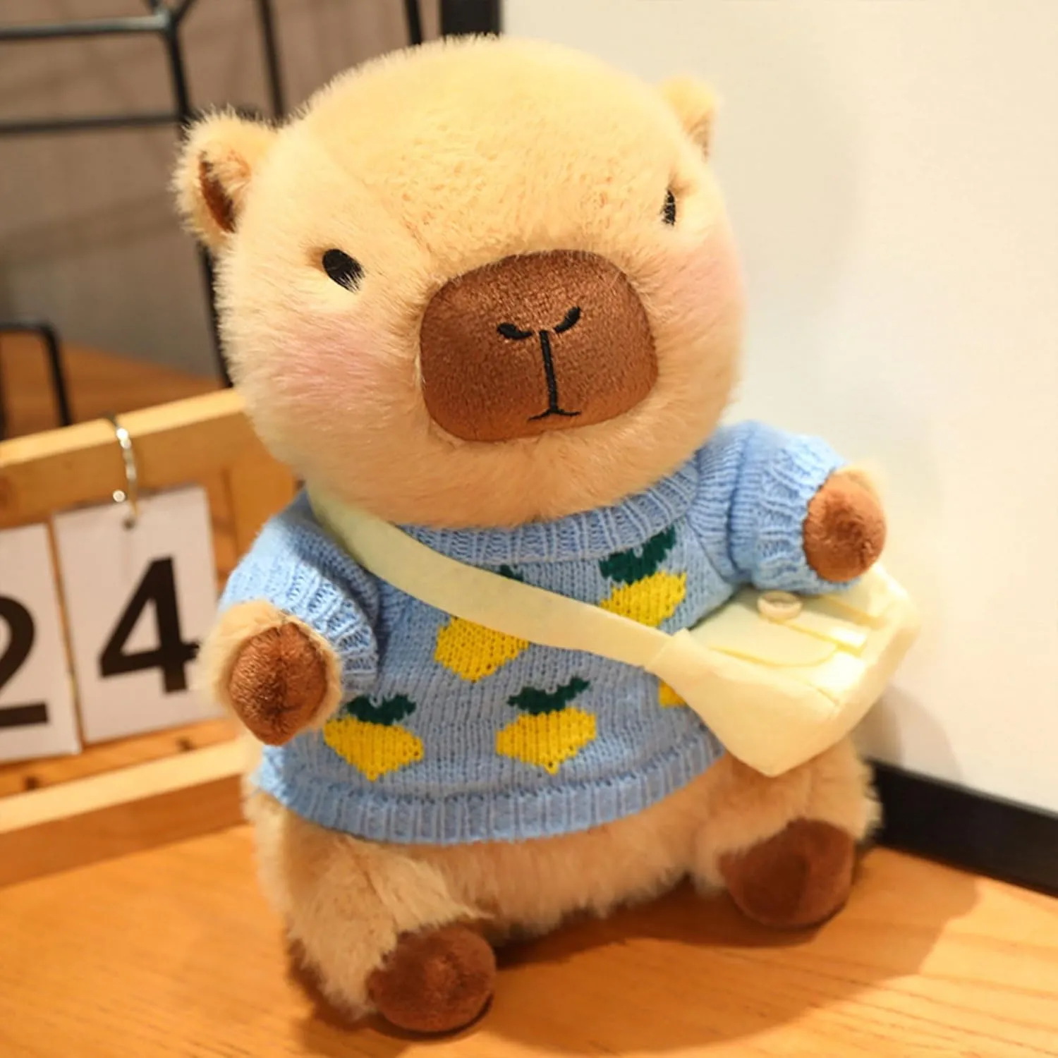 Capybara Plush with 9 pcs Clothes & Accessories, 10.2 in Cute Capybara Stuffed Animal Plush Toys, Dress Up Cute Plushies for Girls/Boys (Brown)