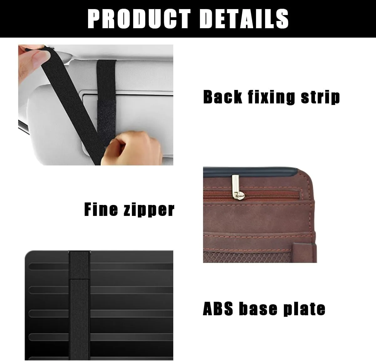 Car Sun Visor Organizer, Soft Leather Surface Eyeglasses Note Card Holder Car Storage Bag, Scratch-Resistant Waterproof Auto Sunshade Organizer Bag, Car Accessories (Brown)
