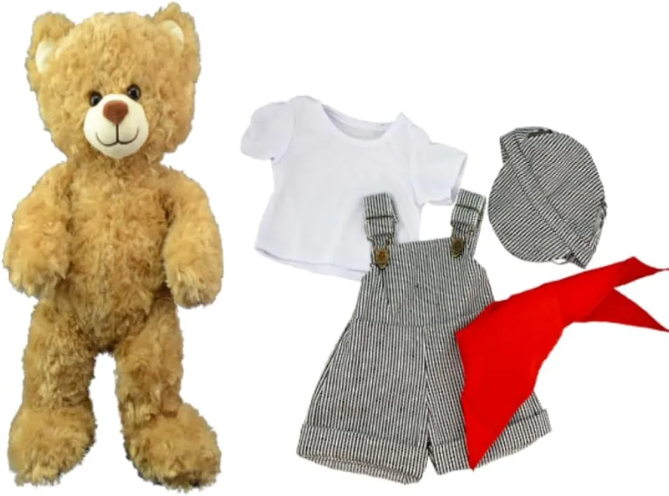 Caramel The Bear 16 Inch – Soft Teddy in Removable Train Conductor Outfit – Stuffed Animal for Kids, Cute Railway-Themed Gift for Rail Lovers & Collectors