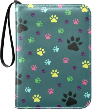 Card Binder 400 Pockets Dog Paw Colorful Trading Card Binder with 50 Removable Pages，3 Rings Trading Card 4 Pocket Album Folder for Game Cards TCG