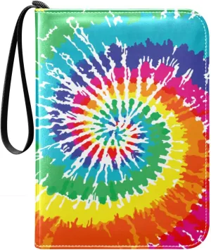 Card Binder 400 Pockets Tie-dye Rainbow Colorful Spiral Trading Card Binder with 50 Removable Pages，3 Rings Trading Card 4 Pocket Album Folder for Game Cards TCG
