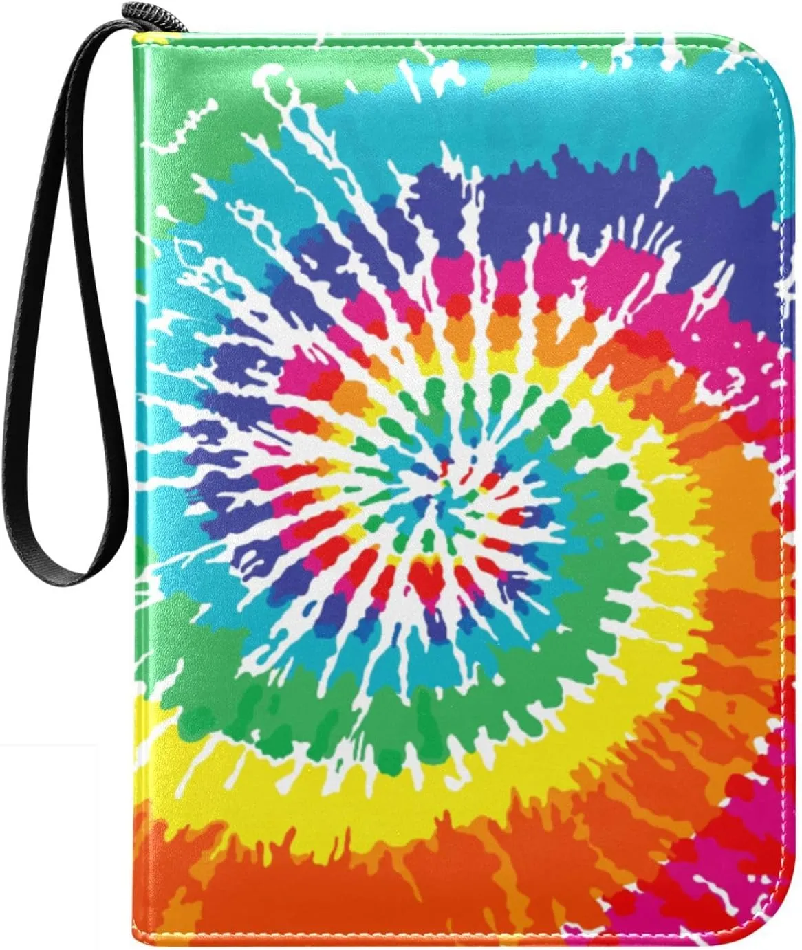 Card Binder 400 Pockets Tie-dye Rainbow Colorful Spiral Trading Card Binder with 50 Removable Pages，3 Rings Trading Card 4 Pocket Album Folder for Game Cards TCG