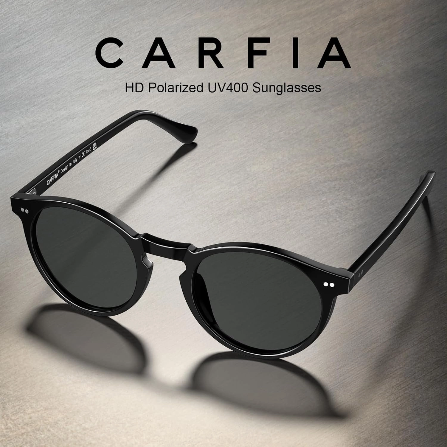 CARFIA Round Acetate Mens Sunglasses Polarized UV Protection Classic Retro Sun Glasses CA5289L