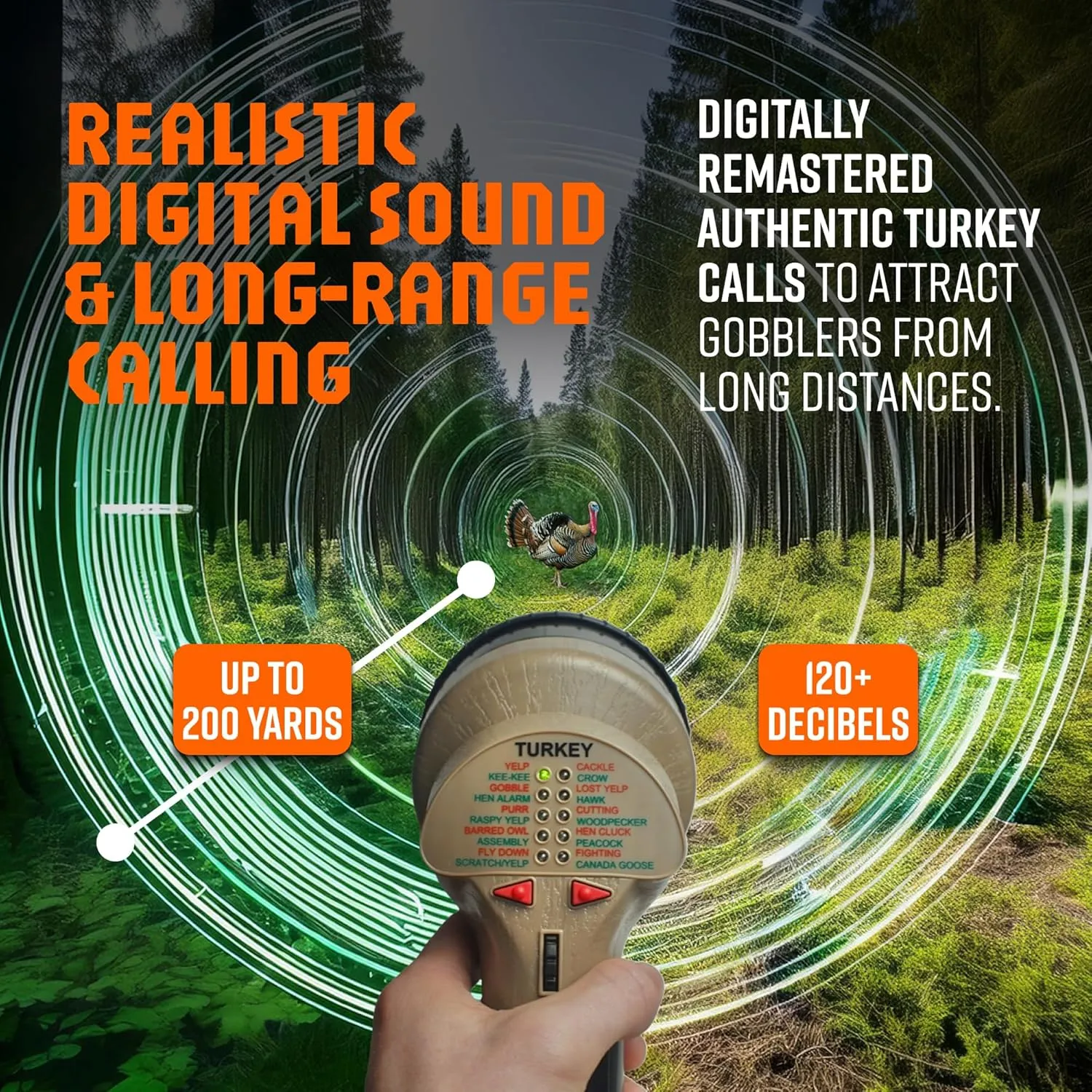 Cass Creek Mega Amp 20X Call, Loudest Handheld Electronic Hunting Caller, 120  dB Directional Sound, 20 Authentic Calls, Weather-Resistant, Compact and Easy to Carry