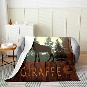 Castle Fairy Cute Giraffe Throw Blanket 40x50 Lodge Cabin Jungle Rustic Style Flannel Blanket for Kids Teens Adults Wild Animal Pine Trees Bed Blanket for Couch Bed Party