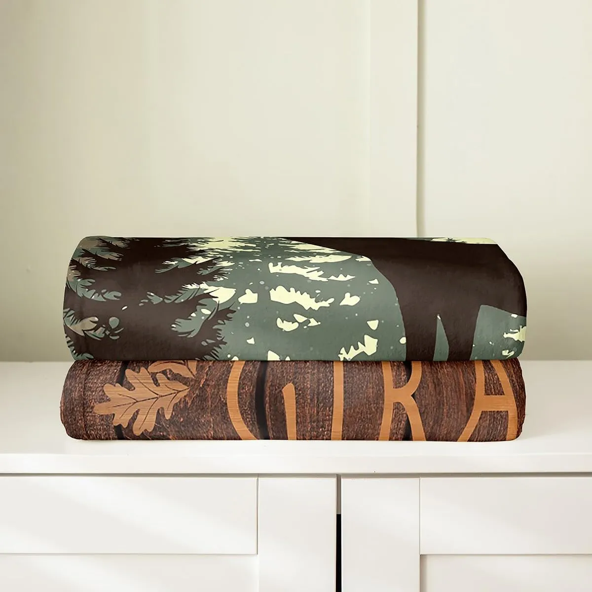 Castle Fairy Cute Giraffe Throw Blanket 40x50 Lodge Cabin Jungle Rustic Style Flannel Blanket for Kids Teens Adults Wild Animal Pine Trees Bed Blanket for Couch Bed Party