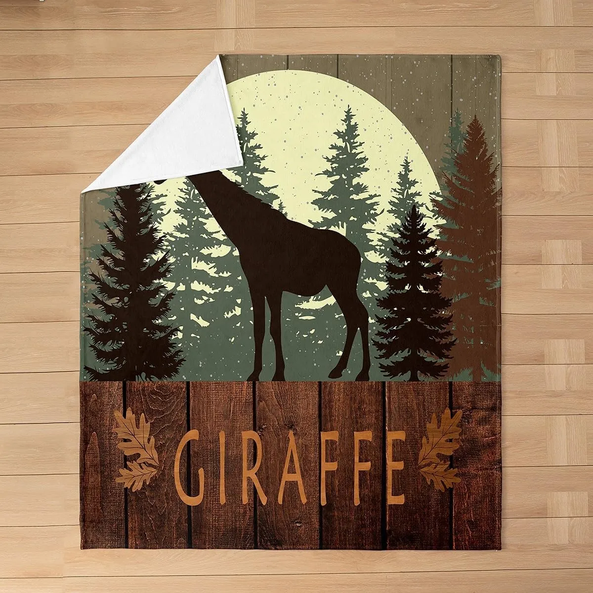 Castle Fairy Cute Giraffe Throw Blanket 40x50 Lodge Cabin Jungle Rustic Style Flannel Blanket for Kids Teens Adults Wild Animal Pine Trees Bed Blanket for Couch Bed Party