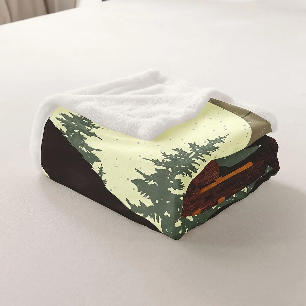 Castle Fairy Cute Giraffe Throw Blanket Queen Lodge Cabin Jungle Rustic Style Fleece Blanket for Kids Teens Adults Wild Animal Pine Trees Bed Blanket for Couch Bed Party