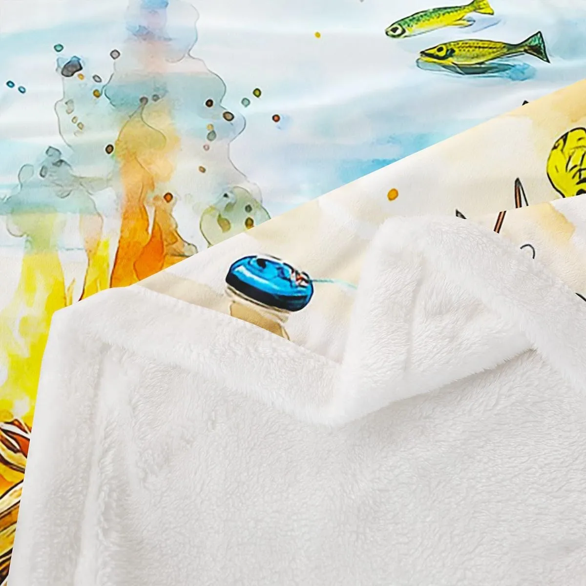 Castle Fairy Lakeside Fishing Fleece Flannel Blanket,Outdoor Camping Adventure Bed Blanket for Bed Sofa Couch,60"x80"Kids Boys Coastal Boat Bed Plush Blanket,Fisherman Fishing Lightweight Blanket