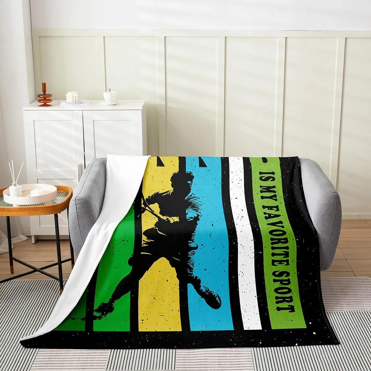 Castle Fairy Tennis Flannel Blanket for Kids Adults,Outdoor Tennis Sport Fuzzy Plush Warm Blankets for Sofa Bed,Athlete Silhouette Breathable Plush Blanket Queen 90"x90"