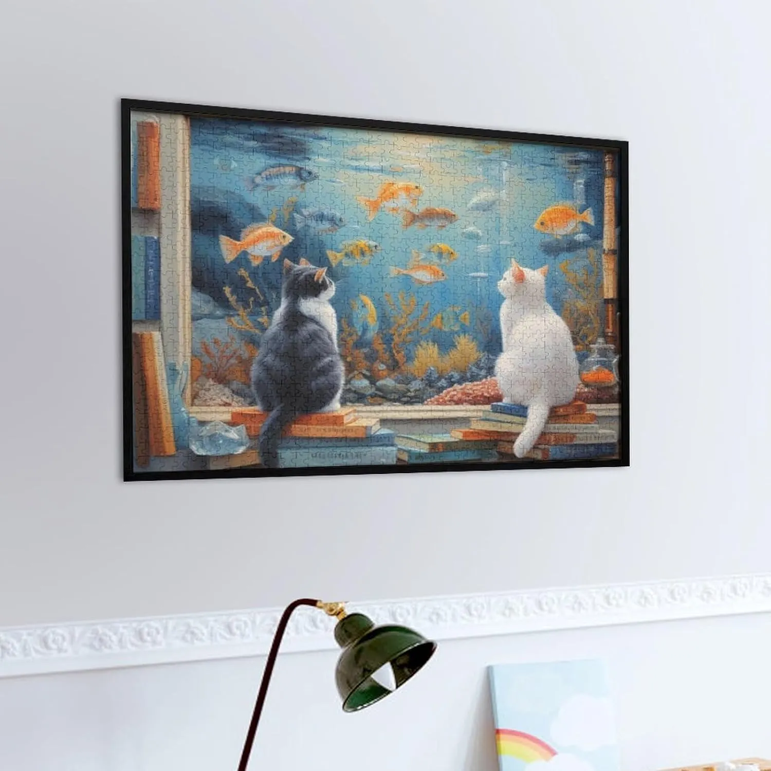 Cat and Fish 1000 Peice Unique Shaped Wooden Puzzle for Adults and Kids Birthday Gift Family Game Jigsaw Puzzle for Adults Kids