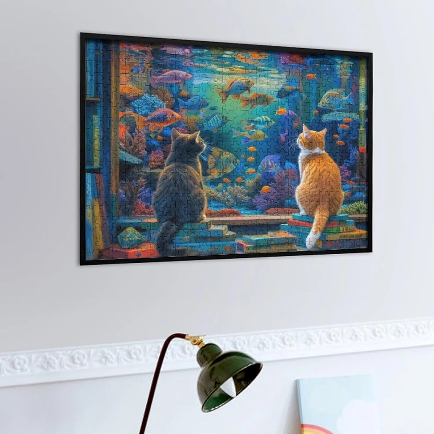 Cat and Fish Jigsaw Puzzle for Adults and Kids Challenging Puzzle Perfect for Game Nights 500 Piece Jigsaw Puzzle Gift for Family Wedding Graduation Friends