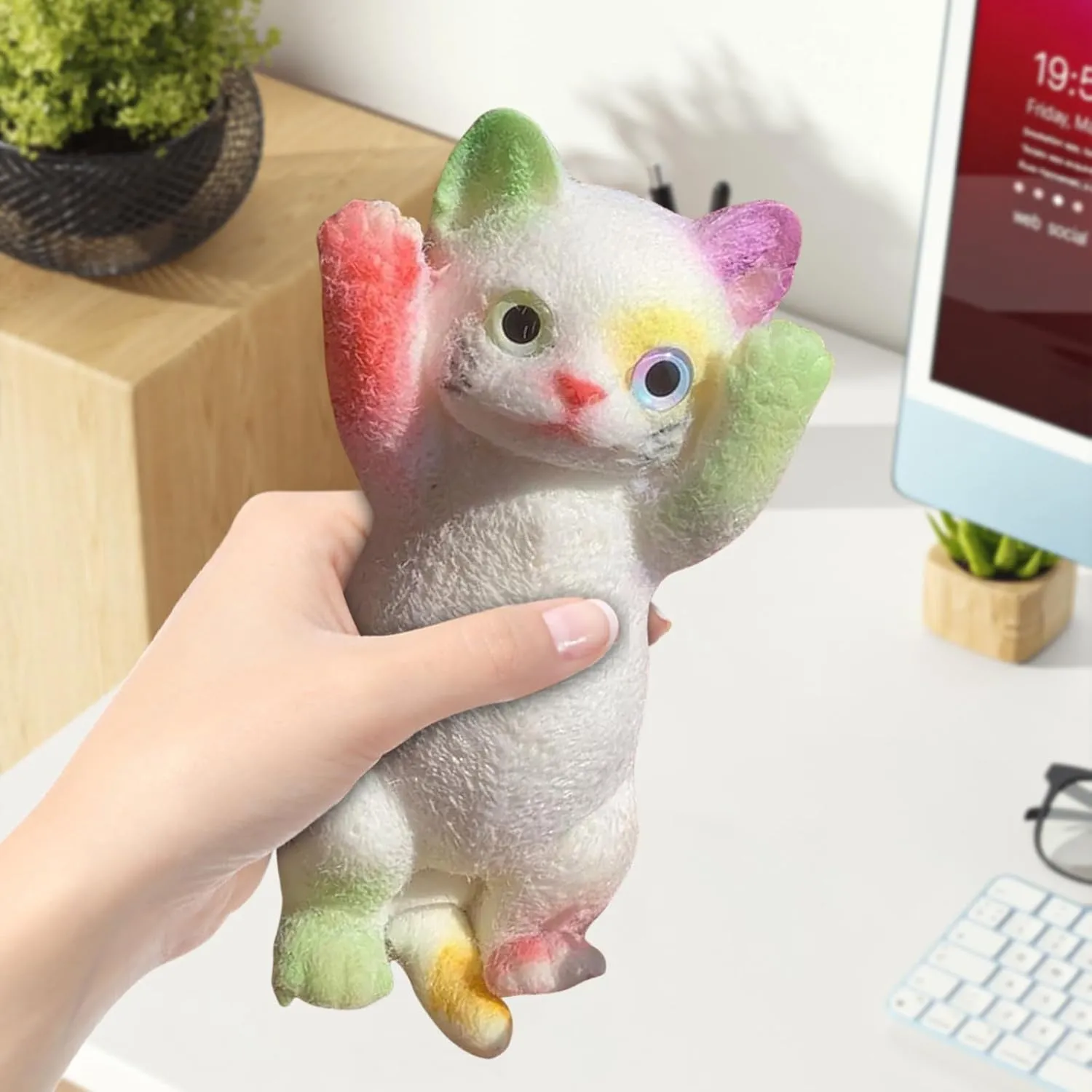 Cat Sticky Squishy Toys,Cute Cat Squishies Squeeze Soft Cat Squishies Relax Sensory,Squeeze Toy Gifts for Christmas Birthday Holiday (Colorful)