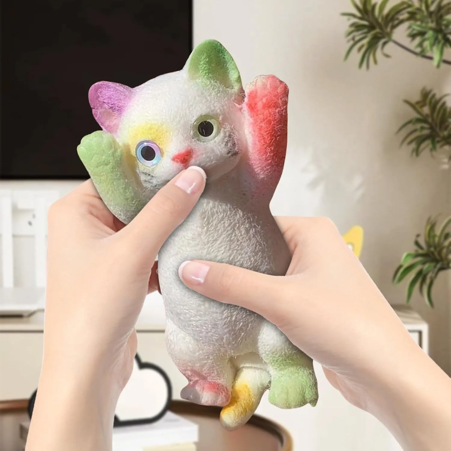 Cat Sticky Squishy Toys,Cute Cat Squishies Squeeze Soft Cat Squishies Relax Sensory,Squeeze Toy Gifts for Christmas Birthday Holiday (Colorful)