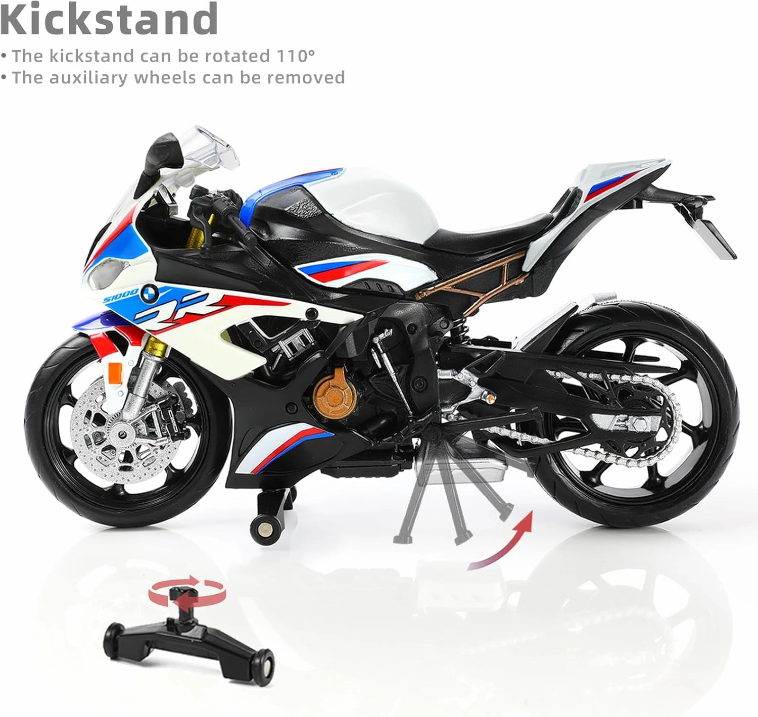 Celebrate Independence Day with 1:12 Motorcycle Model Toy for BMW S1000RR Metal Die-cast with Plastic Motorcycle Model Moto Gift for Adult(Ride for Freedom)