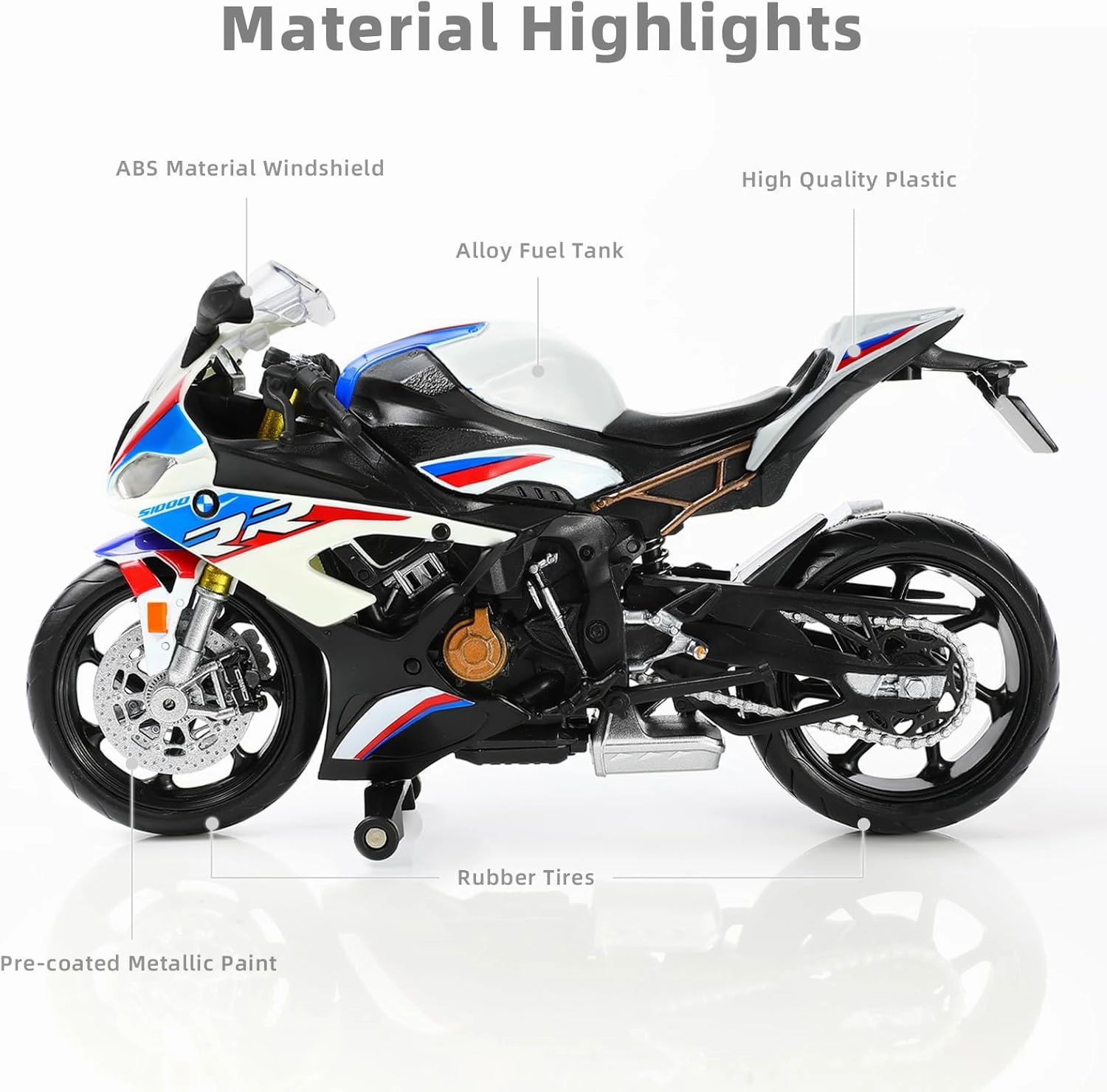 Celebrate Independence Day with 1:12 Motorcycle Model Toy for BMW S1000RR Metal Die-cast with Plastic Motorcycle Model Moto Gift for Adult(Ride for Freedom)
