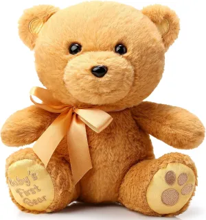 Chalyna 10 Inch Bear Stuffed Animal Gift First Bear Baby Shower Plush Toy for Wedding Birthday Teacher Graduation Gift(Brown)