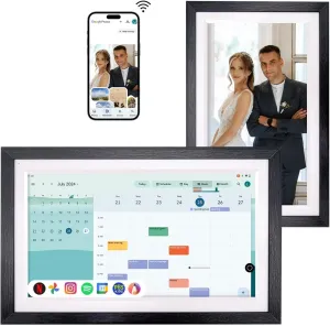 Changing 15.6" Wall Digital Calendar F16s丨Touchscreen Digital Picture Frame丨Chore Chart丨Google Calendar&Smart HomeHub&VoiceAssistant&PortableTV&MusicSpeaker丨Smart display丨Gift for Family (Walnut)