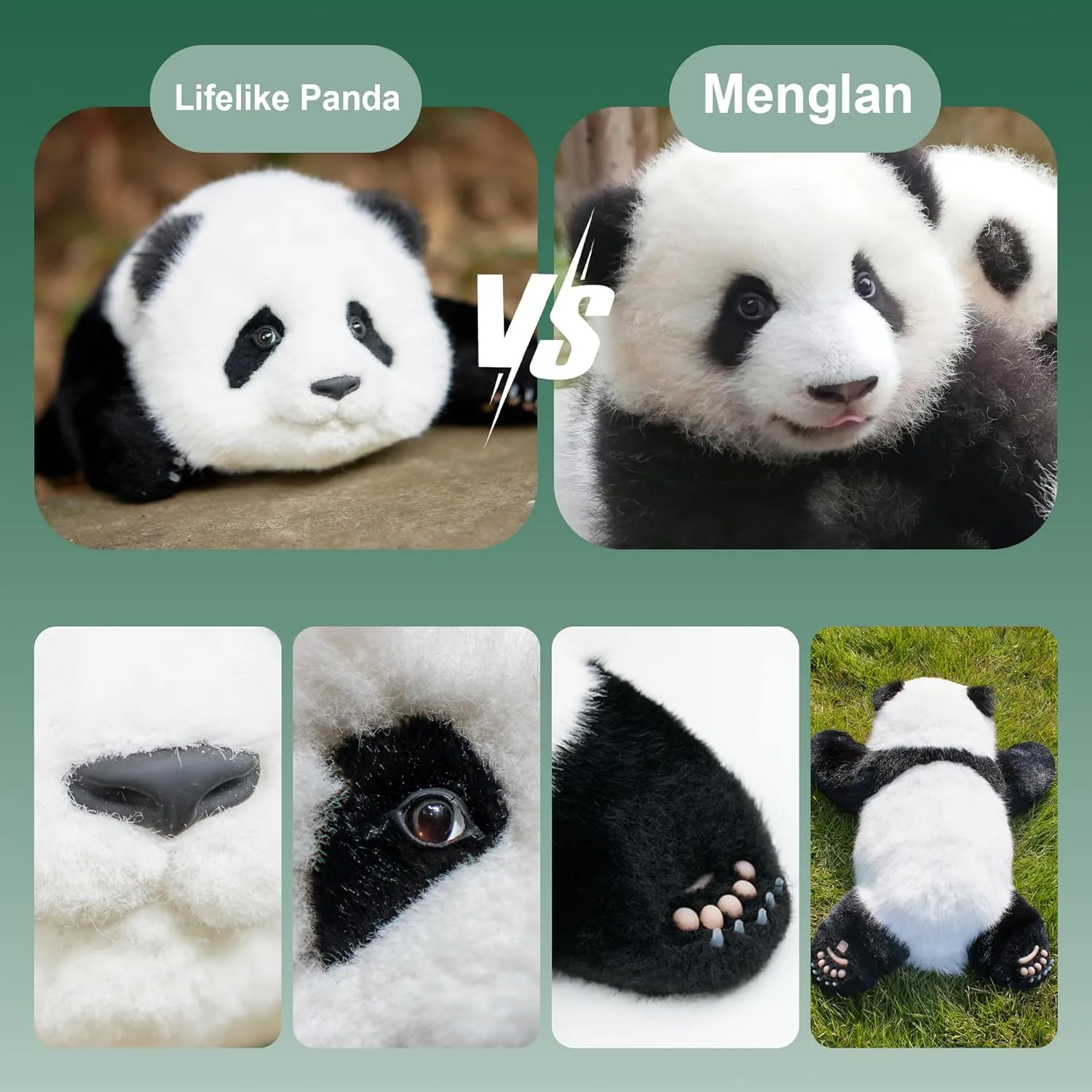 Chongker Weighted Panda Stuffed Animals, Panda Plush for Companion “MengLan”, Handmade Realistic Giant Panda Plush 4 LBS, 18" Lifelike Animals