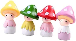 Christmas Decorations, Micro Landscape Mushroom Miniature Dollhouse Statue Mushroom Fairy Doll Figurines 4PCS