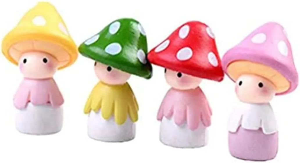 Christmas Decorations, Micro Landscape Mushroom Miniature Dollhouse Statue Mushroom Fairy Doll Figurines 4PCS