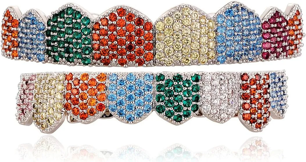 Christmas Grillz Hip Hop 8 Braces Color Full Diamond Big Gold Teeth Fashion Accessories Super Flash Diamond Grillz