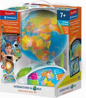 Clementoni Interactive Globe - Talking Children's Globe for Children from 7 Years - Interactive World Globe for Learning & Playing 59363