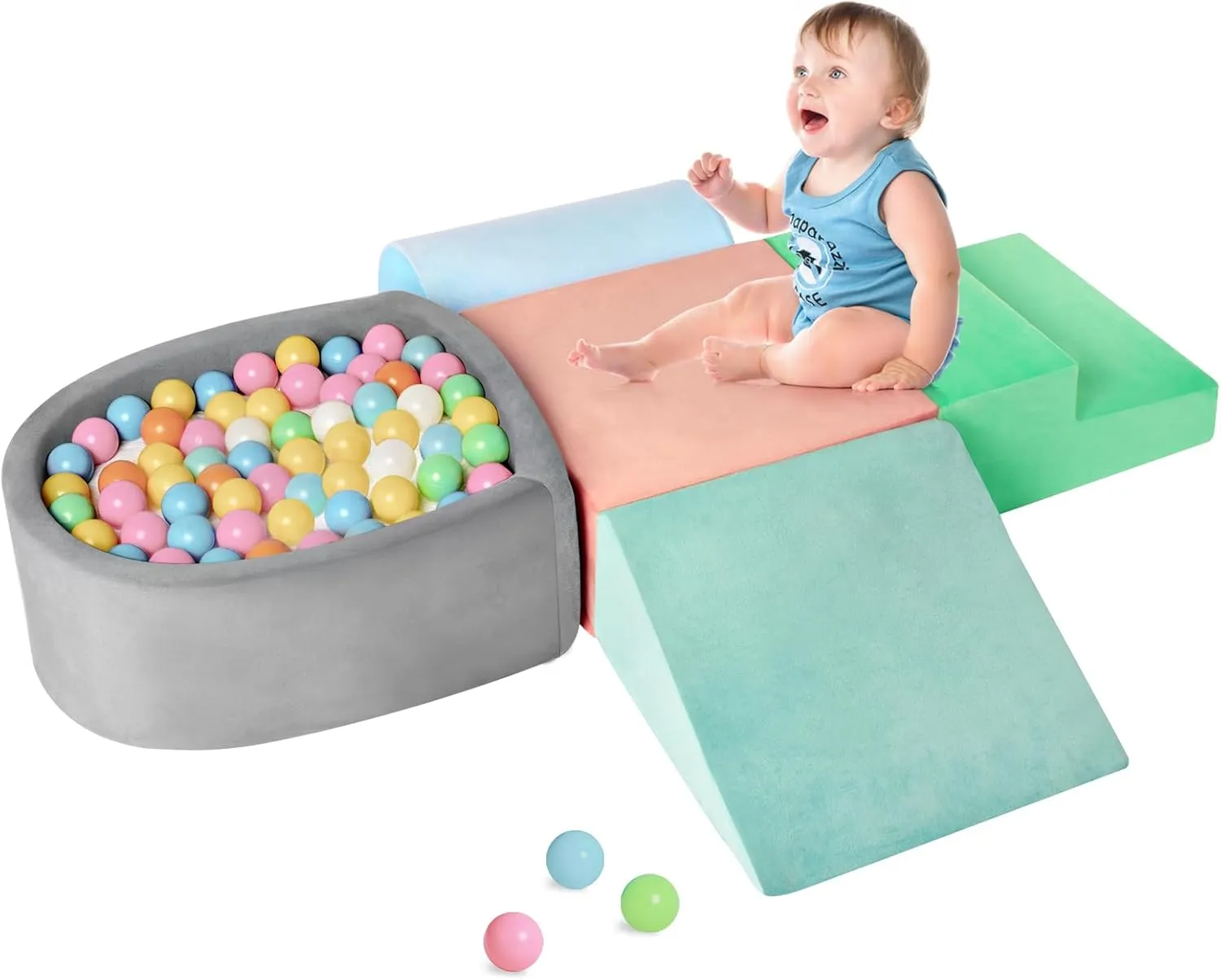 Climbing Toys for Toddlers 1-3 Inside, Soft Foam Climb Blocks & Ball Pit for Baby,5-Piece Baby Climbing Crawling Toys Activity Play Set(Balls Not Included)