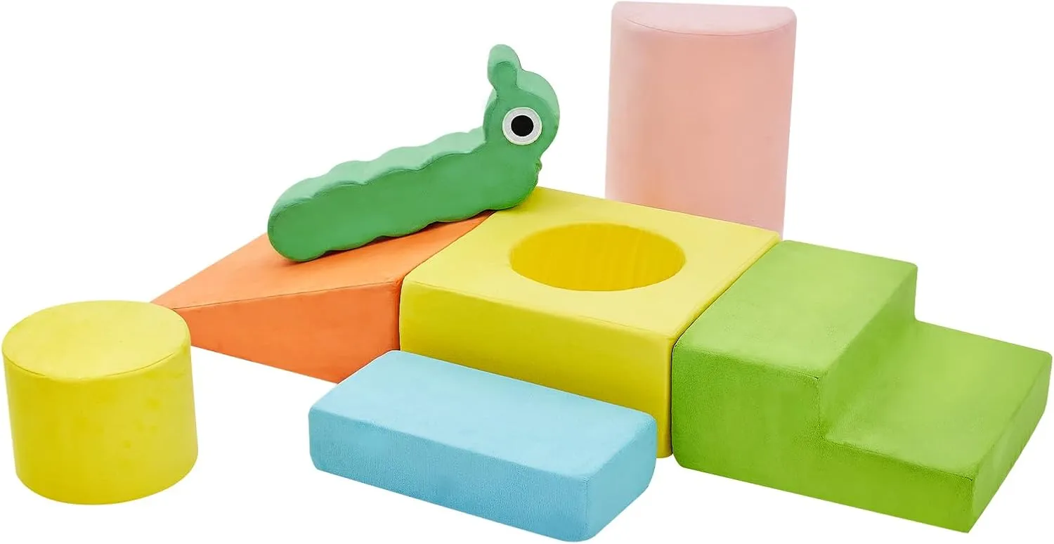 Climbing Toys for Toddlers, Baby Climbing Blocks, 7-Piece Soft Foam Climbing Blocks Set, Baby Climbing Toys, Toddler Playtime Corner Climber Foam Play Gym for Climbing Crawling and Sliding