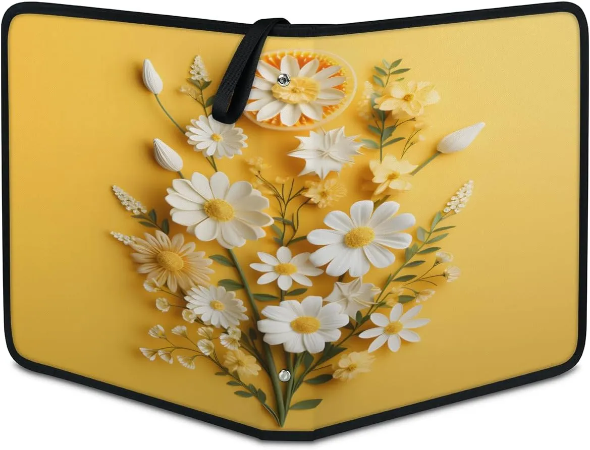 Cluster of Daisies 3 Ring Trading Zipper Binder Strap, Trading Card Binder 9 Pocket, 900 Pockets Card Holder with 50 Removable Sleeves for Game Cards