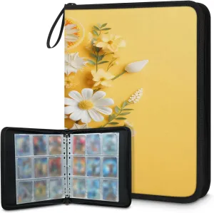 Cluster of Daisies 3 Ring Trading Zipper Binder Strap, Trading Card Binder 9 Pocket, 900 Pockets Card Holder with 50 Removable Sleeves for Game Cards